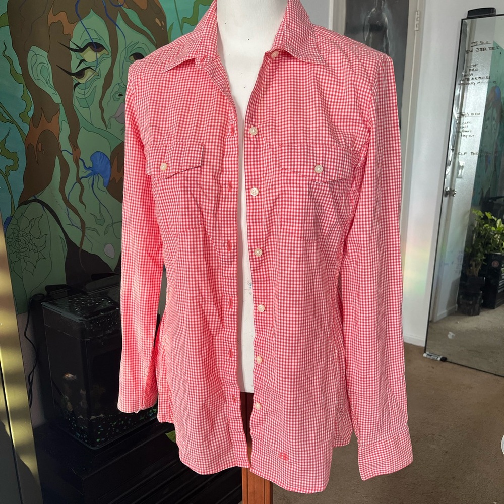 Banana Republic Pink Gingham Button Down Shirt